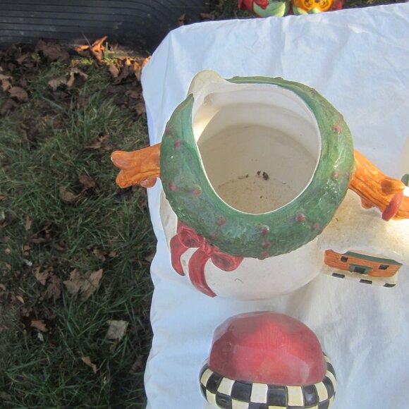 VTG SNOWMAN COOKIE JARS, DIFFERENT STYLES, ALL CERMIC PRICE IS EACH - Picture 8 of 15